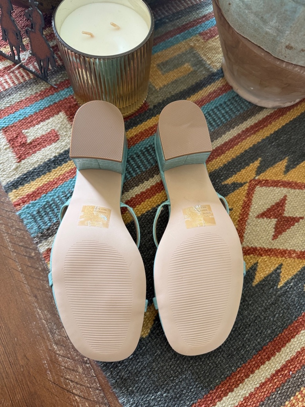 Steve Madden Mint Green Croc-Embossed Block Heel Sandals. NWOT - Picture 3 of 3